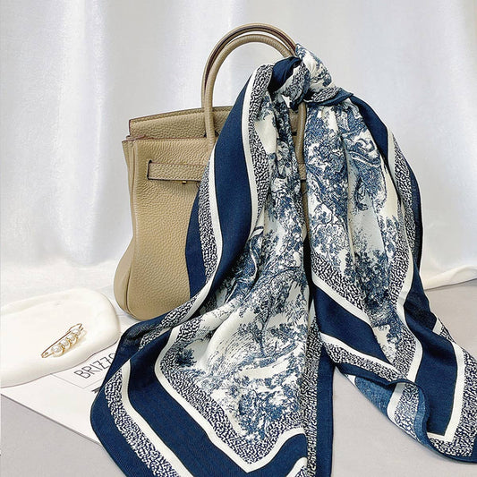 Fleur Shawl Scarf Blue