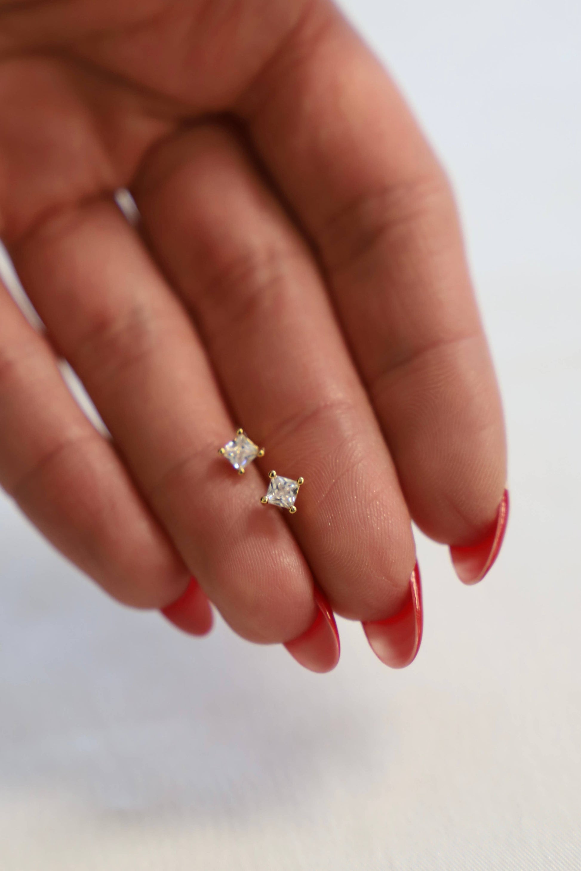 Square CZ Stud