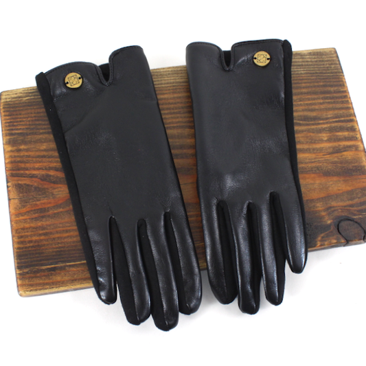 Faux Leather Gloves Black