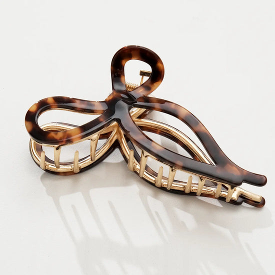 Sabrina Ribbon Bow Claw Clip Brown
