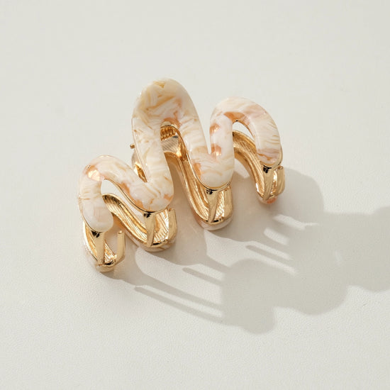 Willow Squiggle Mini Metal Claw Clip Vanilla