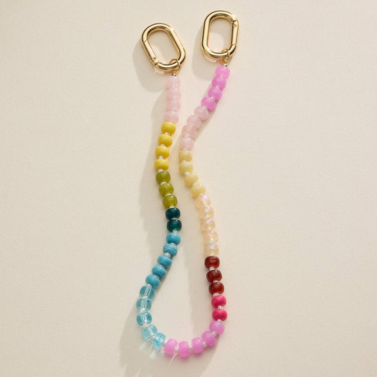 Beaded Bag Charm Pink Mix