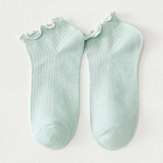 Low Cut Ruffle Ankle Socks Seafoam