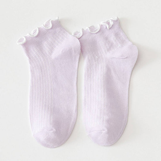 Low Cut Ruffle Ankle Socks Lilac