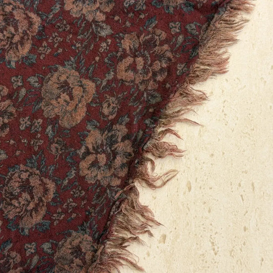 Floral Triangle Fringe Scarf