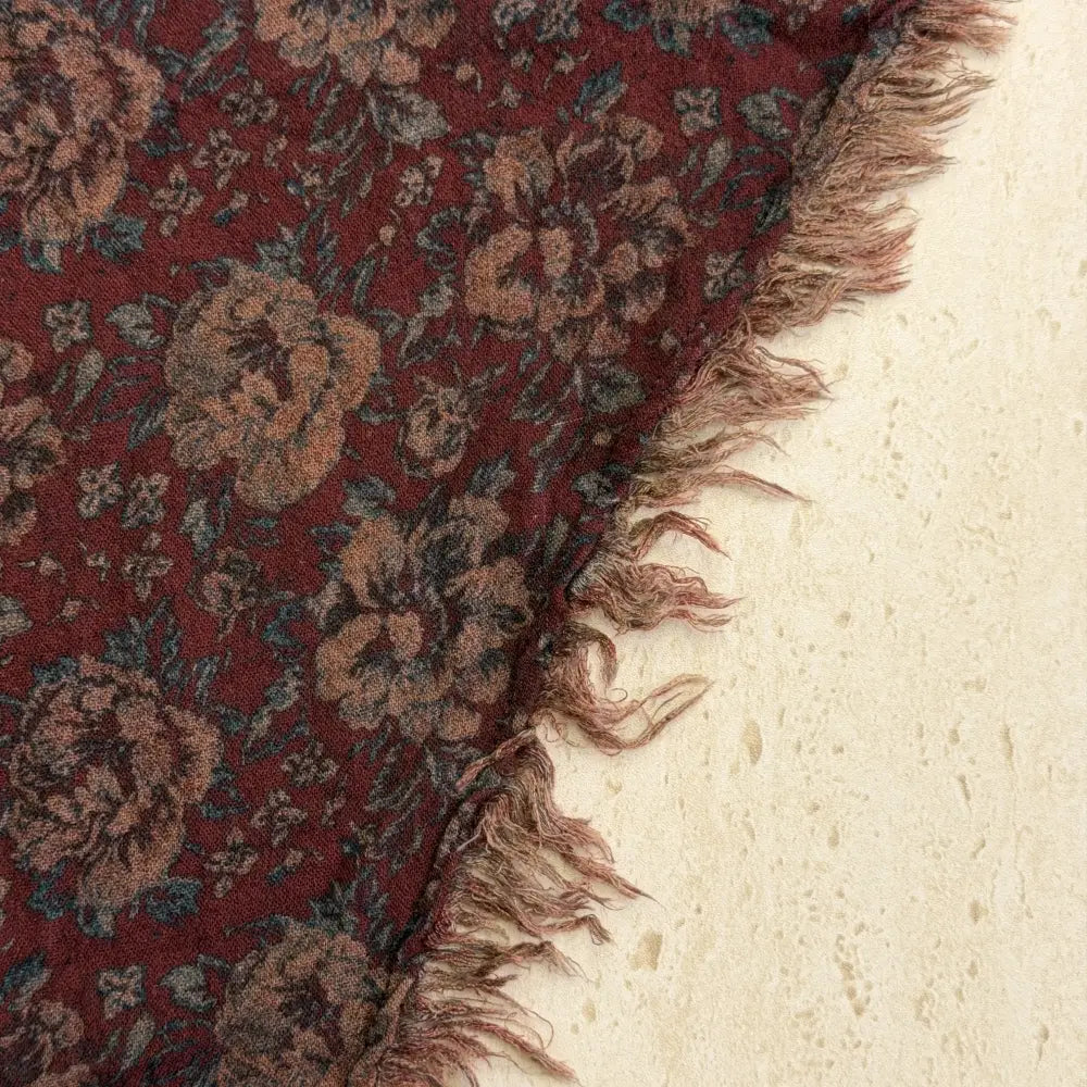 Floral Triangle Fringe Scarf