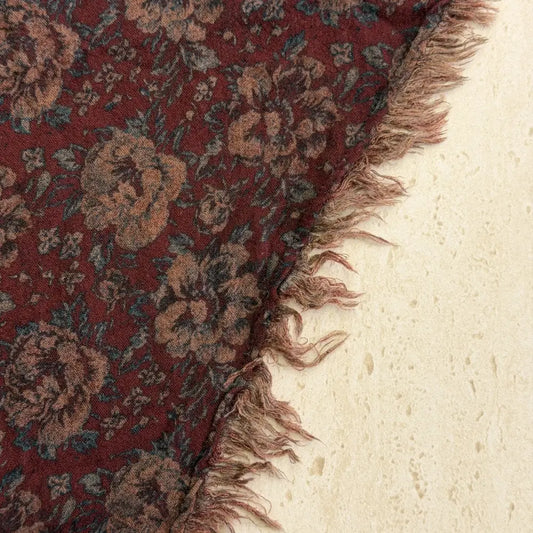 Floral Triangle Fringe Scarf