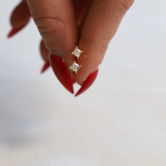 Square CZ Stud