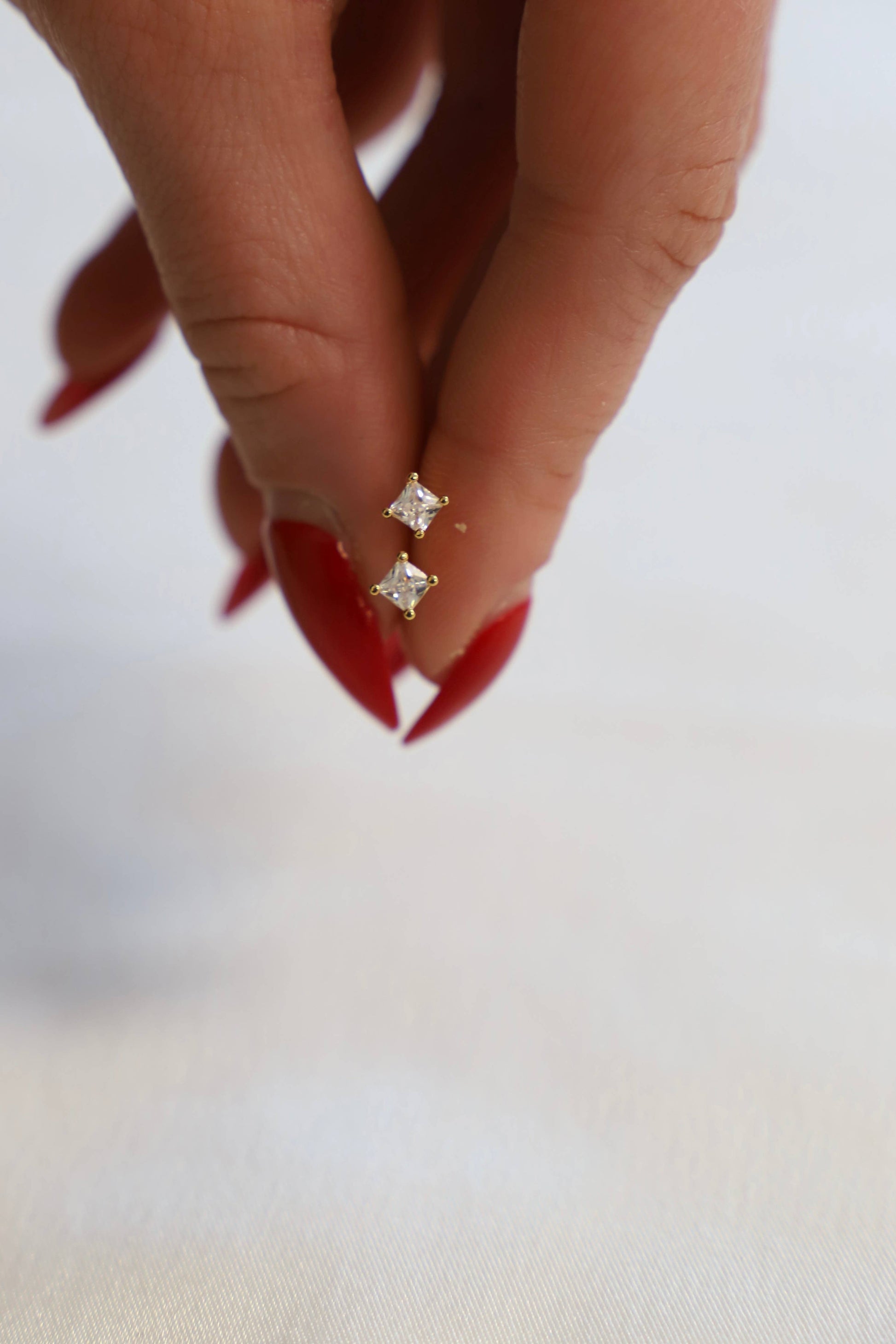 Square CZ Stud