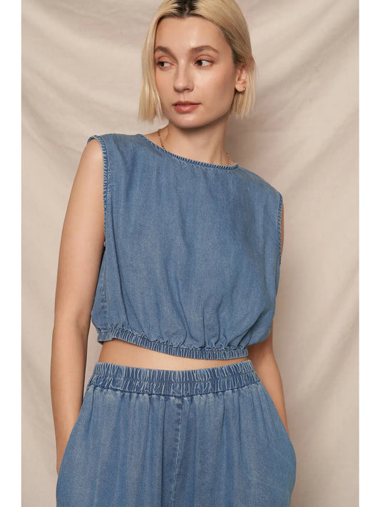 Caroline Cropped Denim Top