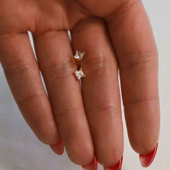 Square CZ Stud