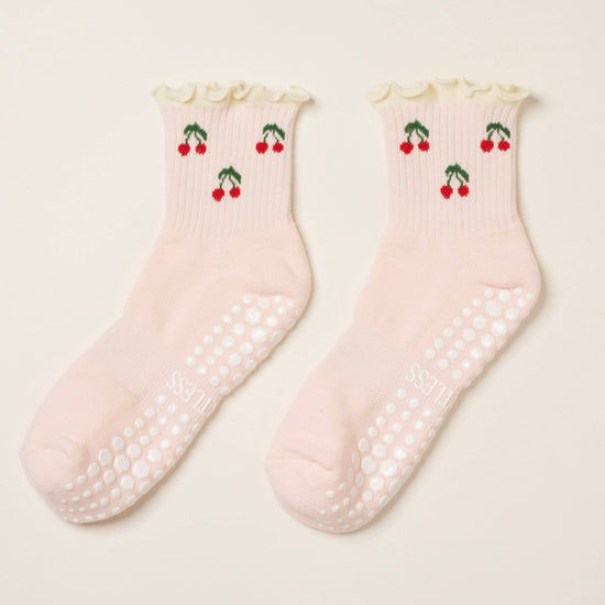 Cherry Pilates Socks Pink