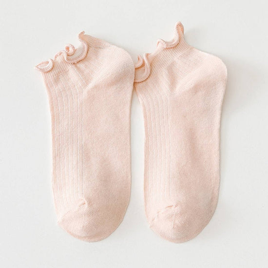 Low Cut Ruffle Ankle Socks Light Pink