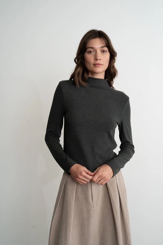 Arie Mock Neck Charcoal