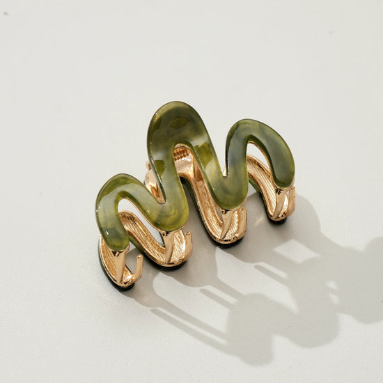 Willow Squiggle Mini Metal Claw Clip Moss