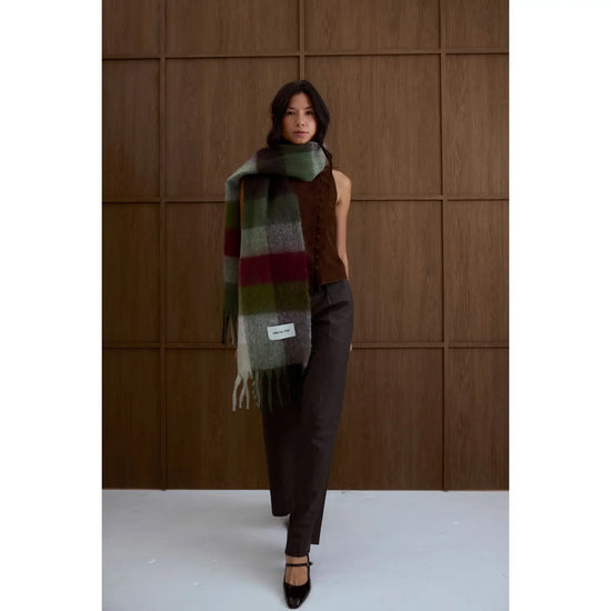 The Reykjavik Scarf - 100% Recycled Mossy Green Check