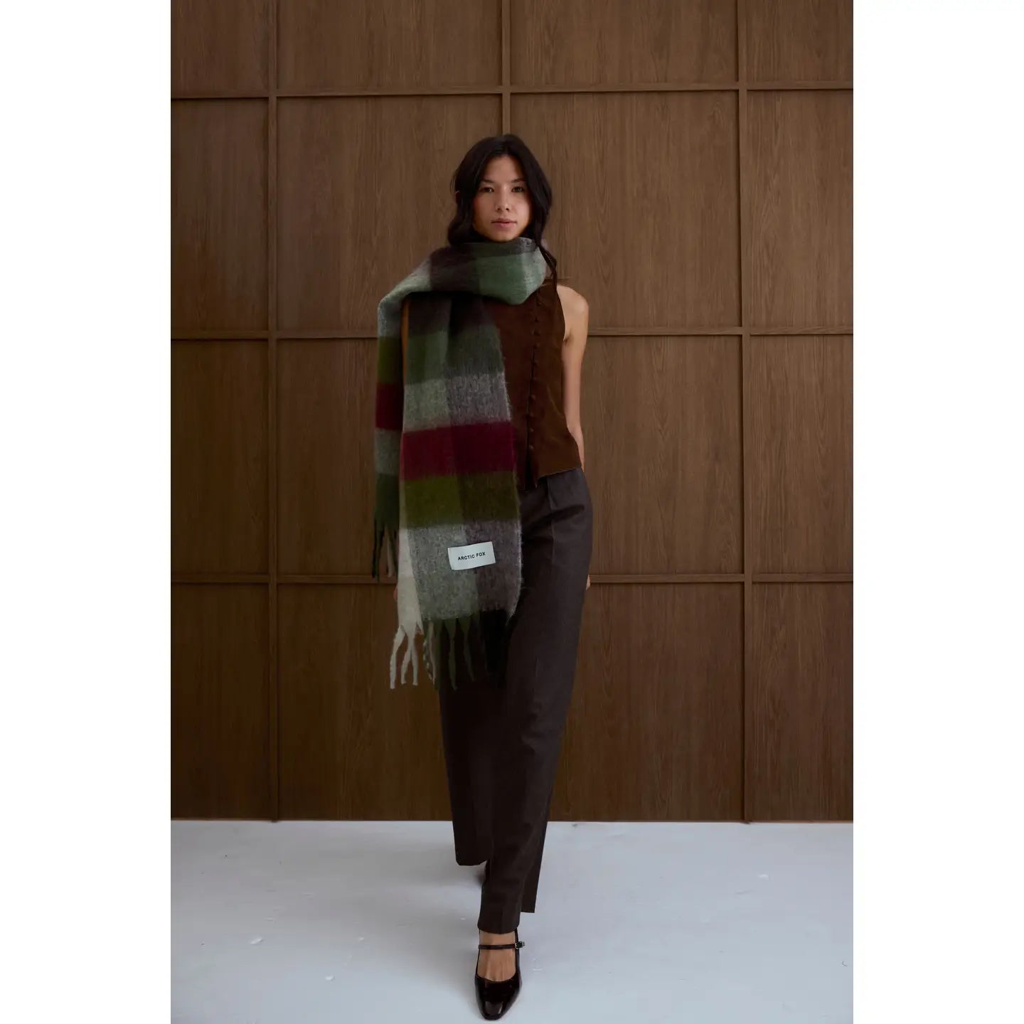 The Reykjavik Scarf - 100% Recycled Mossy Green Check