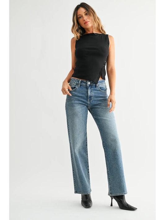 Mid Rise Straight Leg