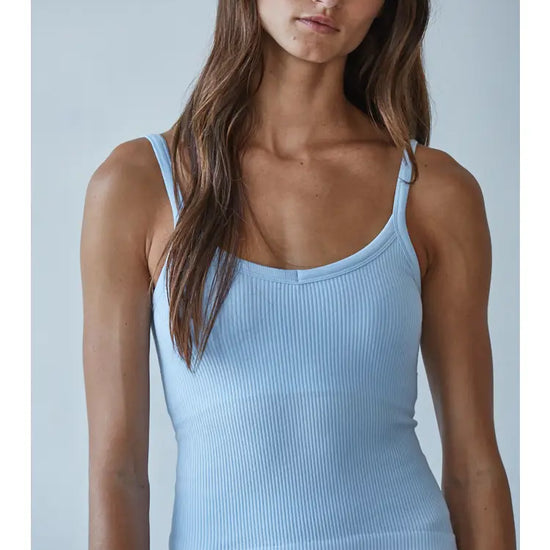 Sol Ribbed Tank Sky Blue