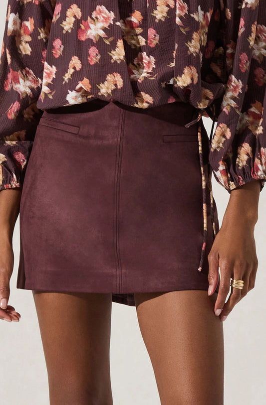 Halston Faux Suede Mini Skirt