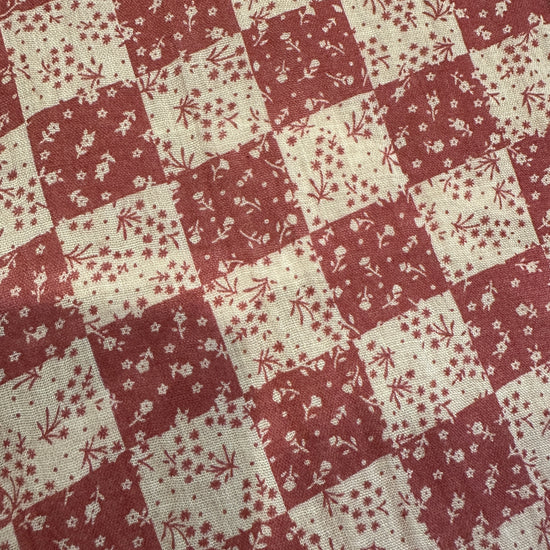 Checked Cotton Triangle Scarf Burgundy