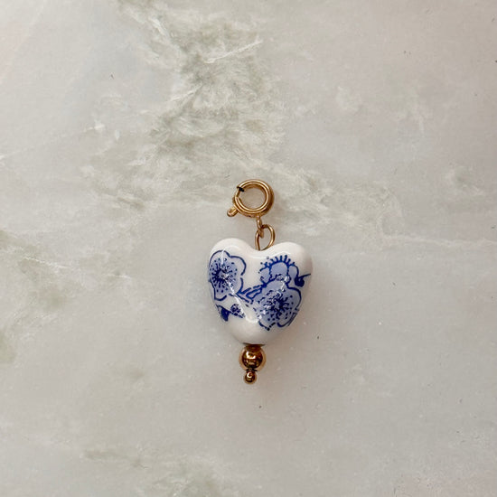 Ceramic Floral Heart Charm