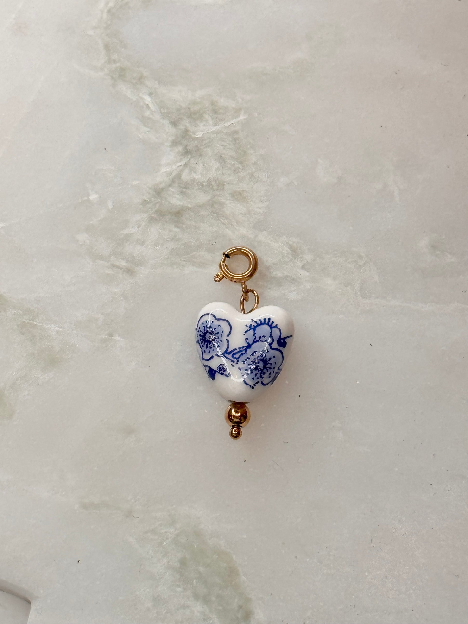 Ceramic Floral Heart Charm