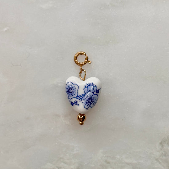 Ceramic Floral Heart Charm