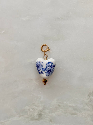 Ceramic Floral Heart Charm