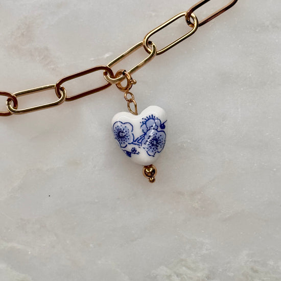Ceramic Floral Heart Charm