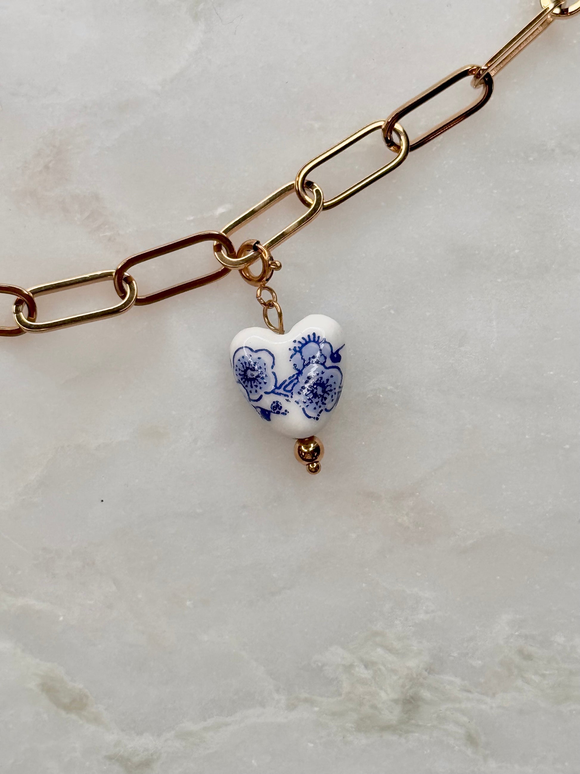 Ceramic Floral Heart Charm