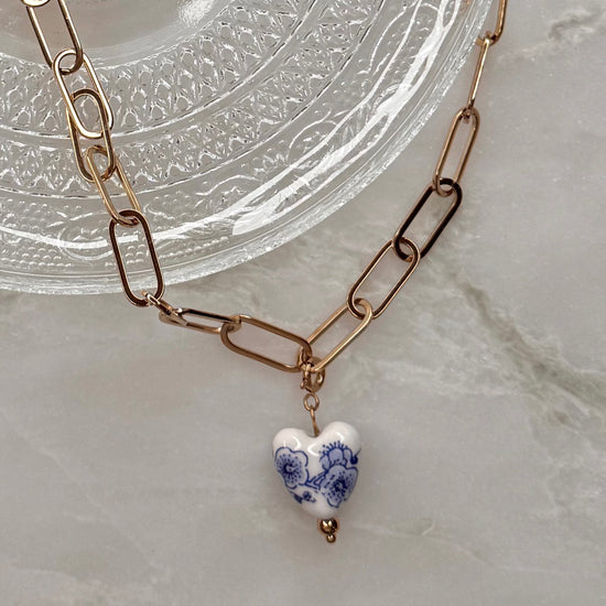 Ceramic Floral Heart Charm