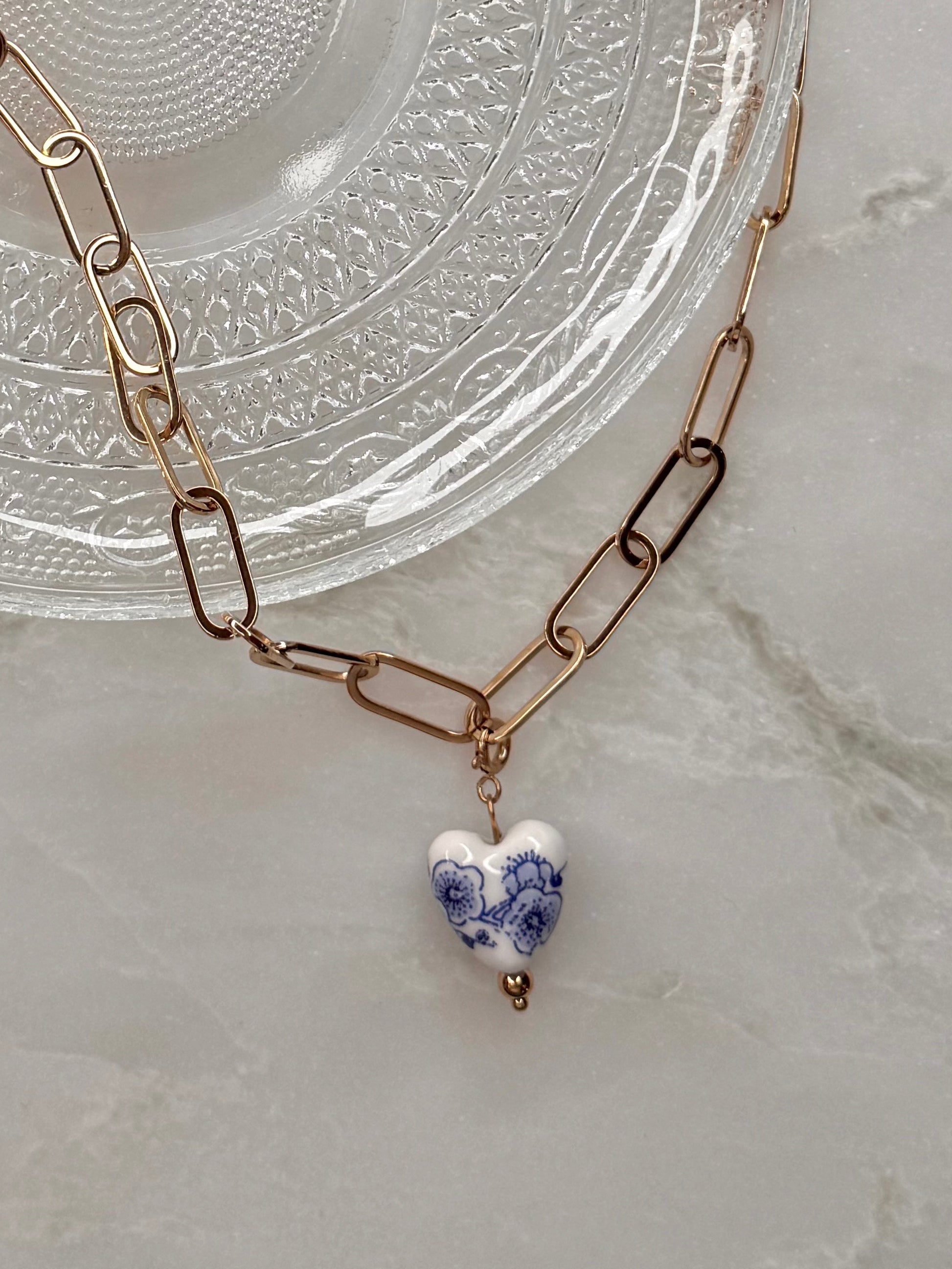 Ceramic Floral Heart Charm