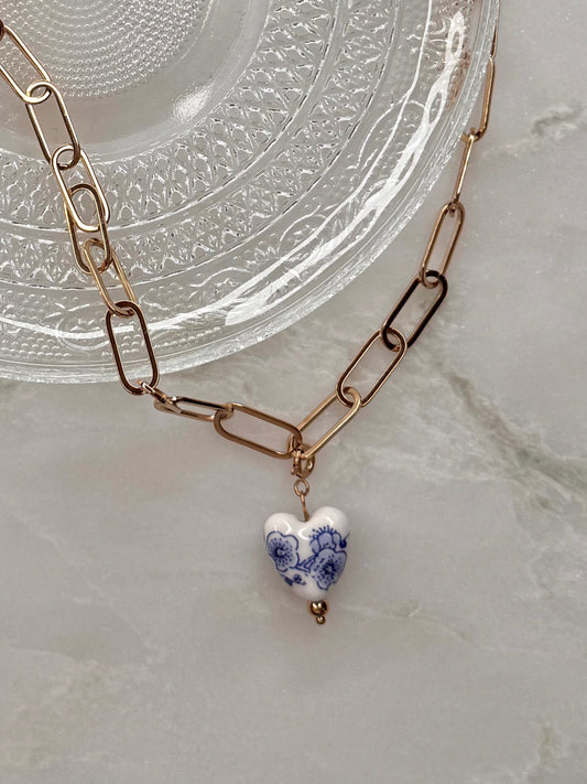 Ceramic Floral Heart Charm