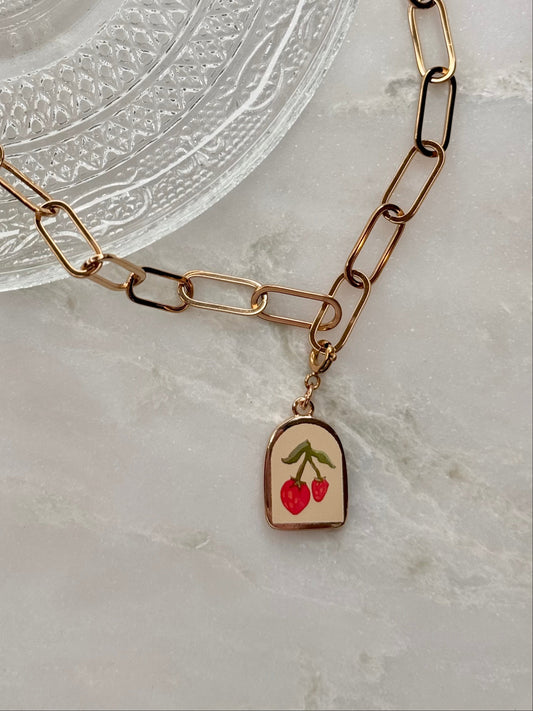 Twin Strawberries Charm