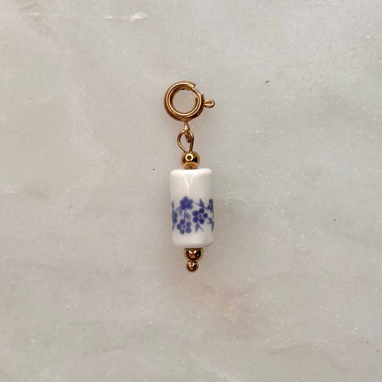 Ceramic Floral Tube Bead Charm