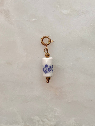 Ceramic Floral Tube Bead Charm