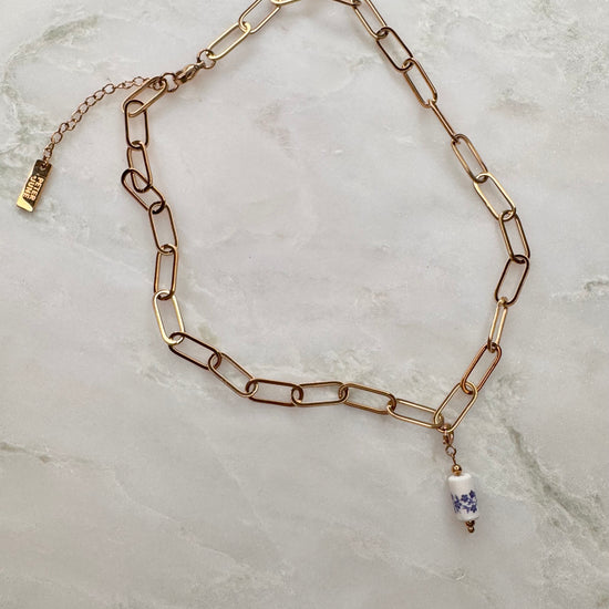 Ceramic Floral Tube Bead Charm