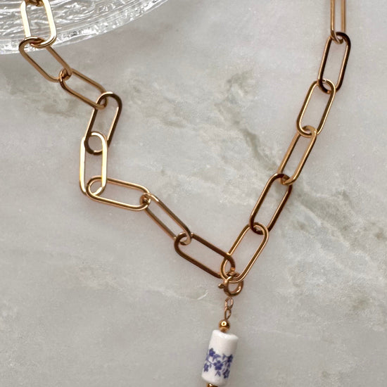 Ceramic Floral Tube Bead Charm