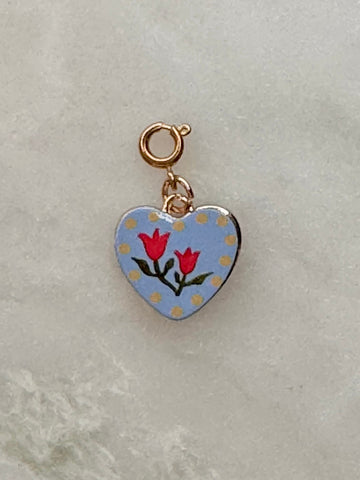 Twin Tulip Heart Charm