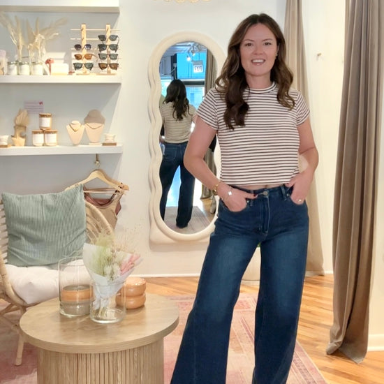 High Rise Palazzo Wide Leg Dark Denim