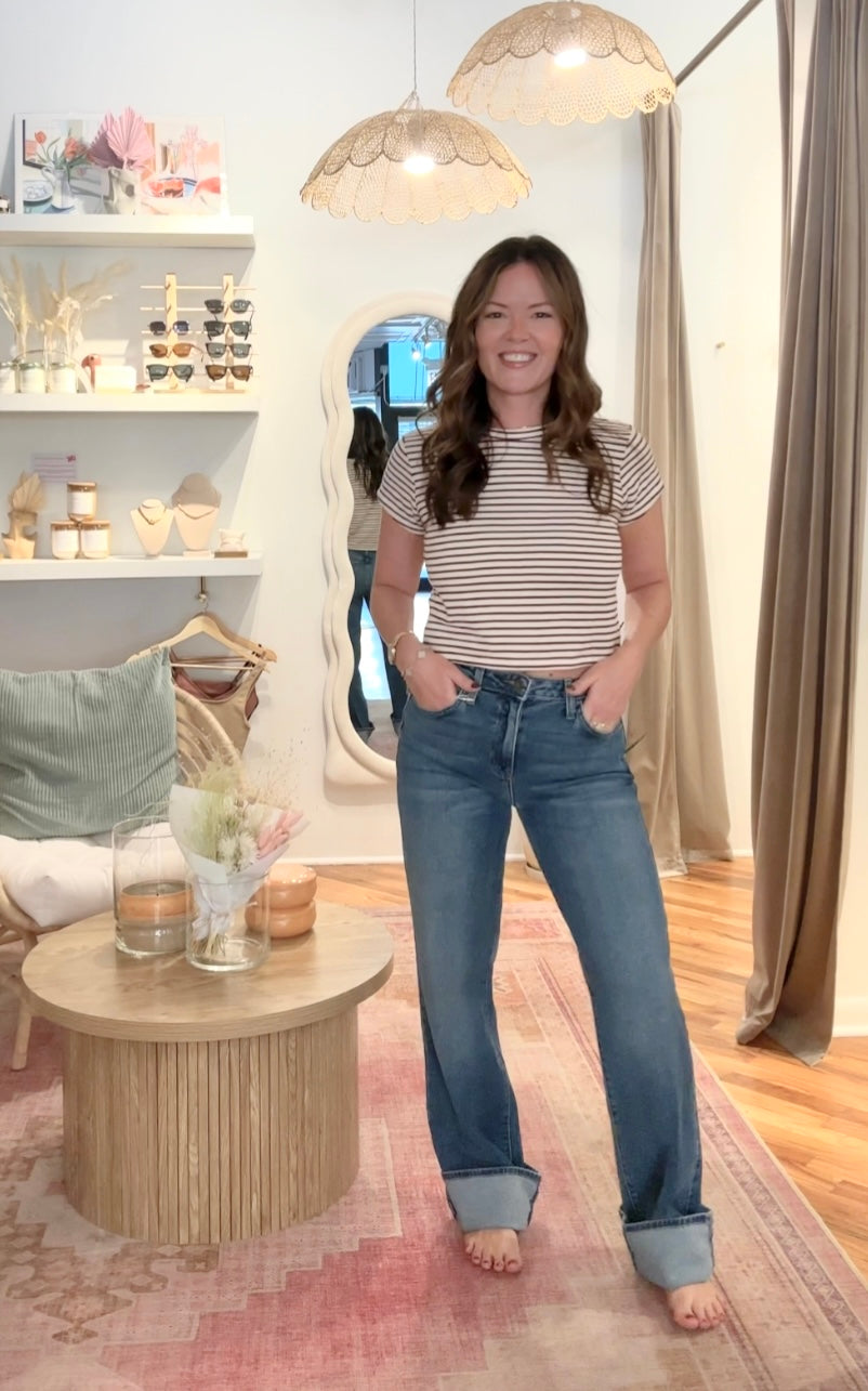 High Rise Straight Leg Dark Denim 34" inseam