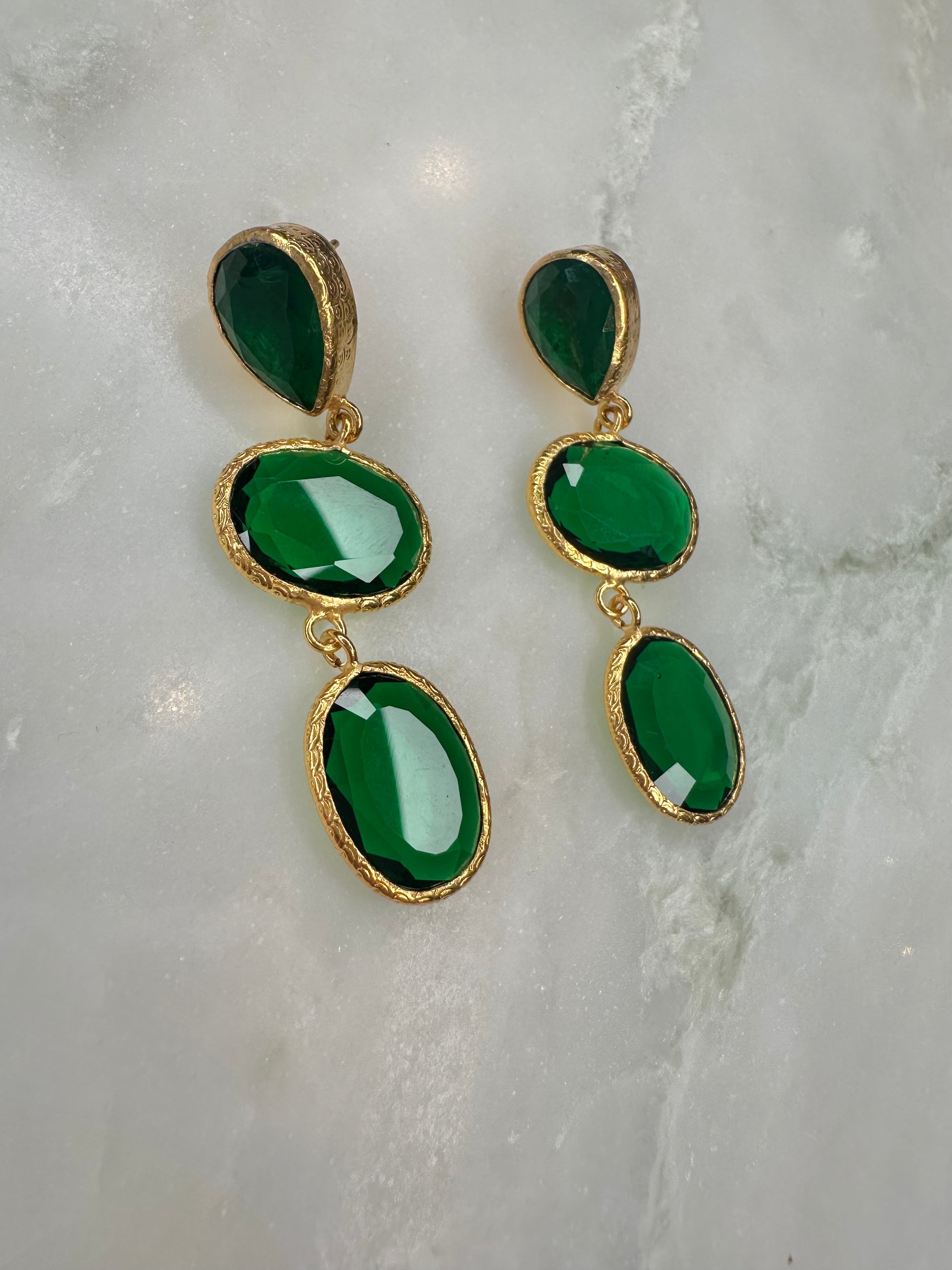 Essie 3 Stone Drop Earrings