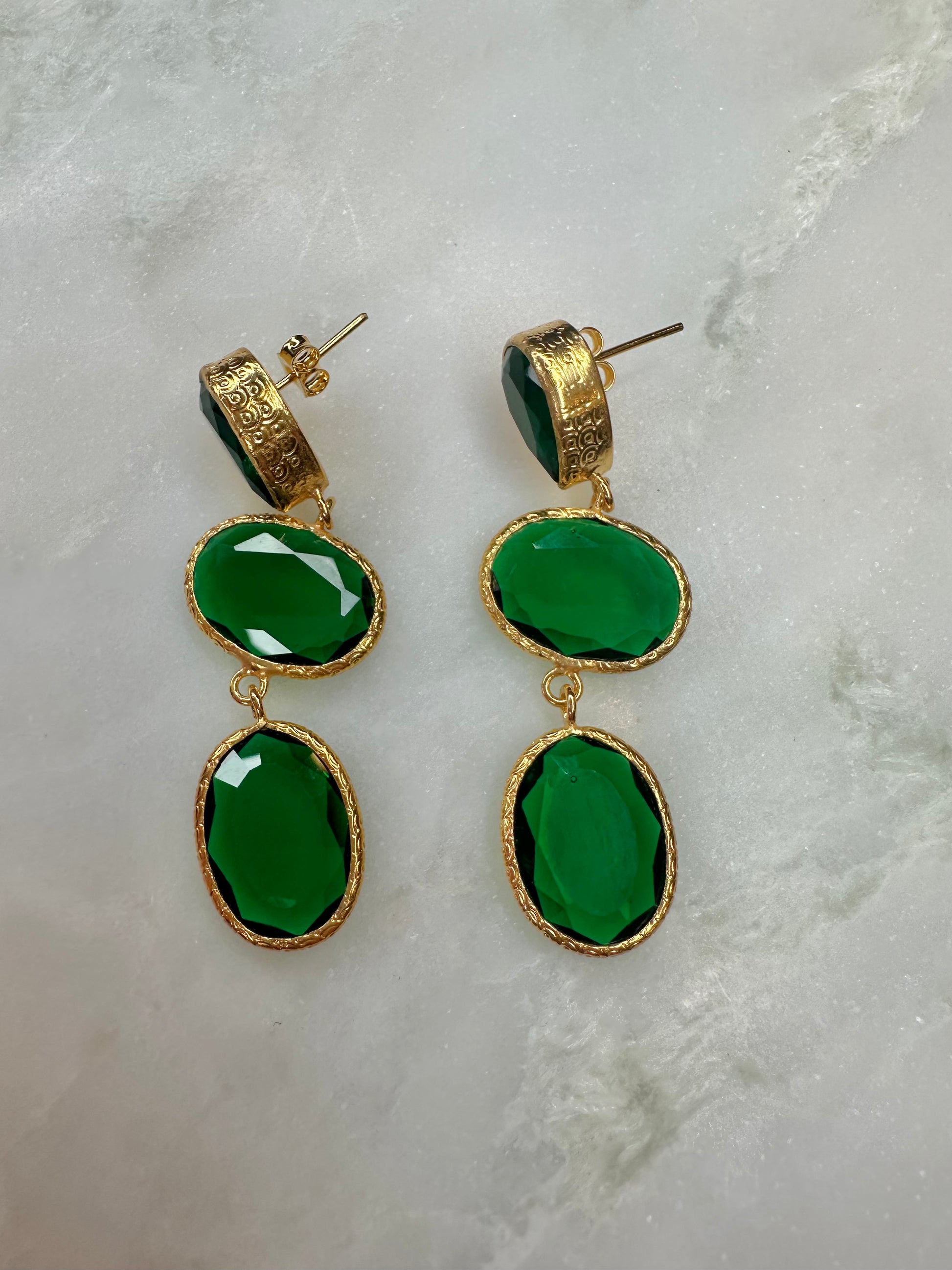 Essie 3 Stone Drop Earrings