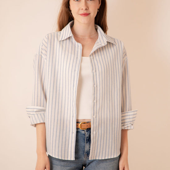 Shiloh Striped Button Down Blue