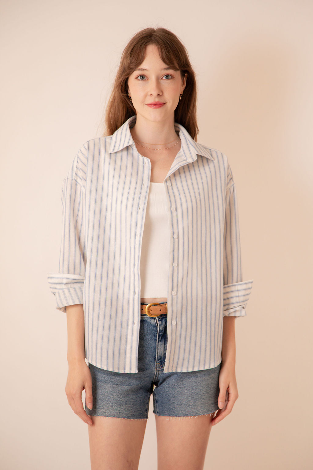 Shiloh Striped Button Down Blue
