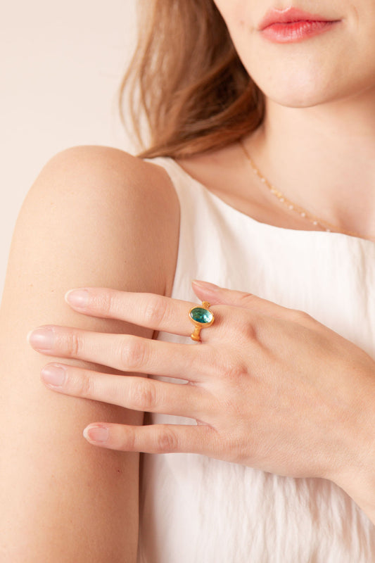 Alani Adjustable Ring Aquamarine