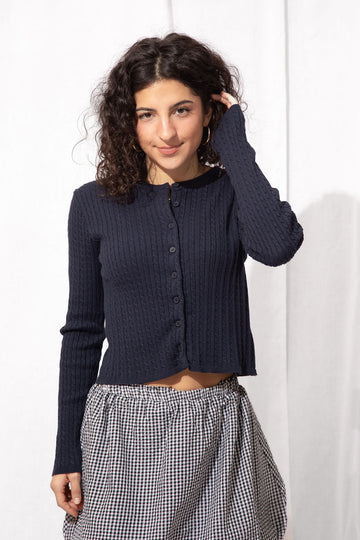 Lena Cable Knit Cardigan Large