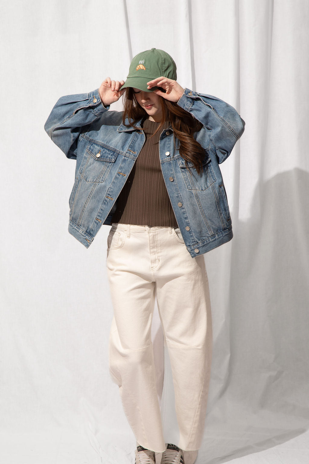 Oui Croissant Embroidered Baseball Cap