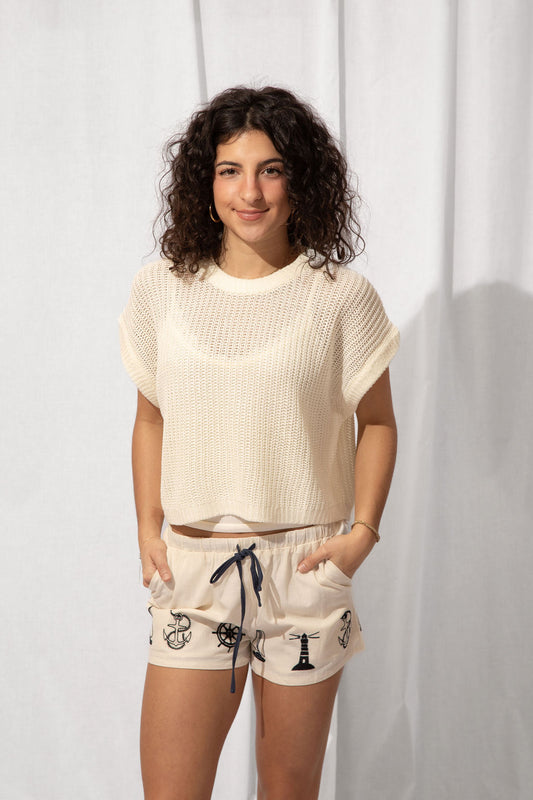 Nautical Embroidered Shorts